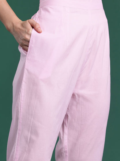 Dhiyona IE Ethnic Motifs Embroidered Pure Cotton Kurta with Trousers & Dupatta