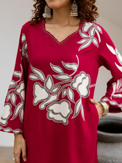 Dhiyona SN Women's Floral Embroidered Anarkali Kurta with Palazzo