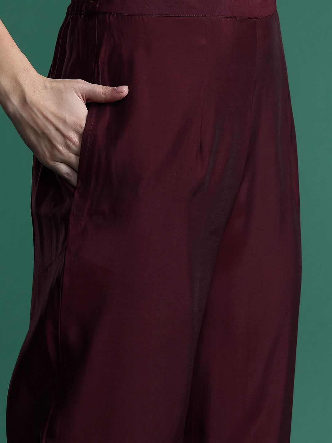 Floral Embroidered Sequinned Kurta With Trousers & Dupatta