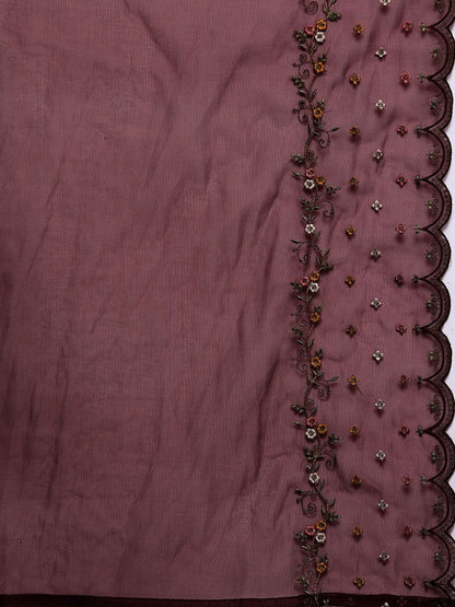 Dhiyona IE Women Floral Embroidered Regular Sequinned Kurta with Trousers & With Dupatta