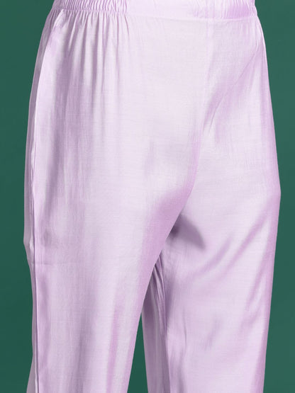 Floral Embroidered Sequinned Kurta with Trousers & Dupatta