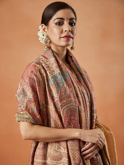 Dhiyona PA Ethnic Motifs Woven Design Shawl