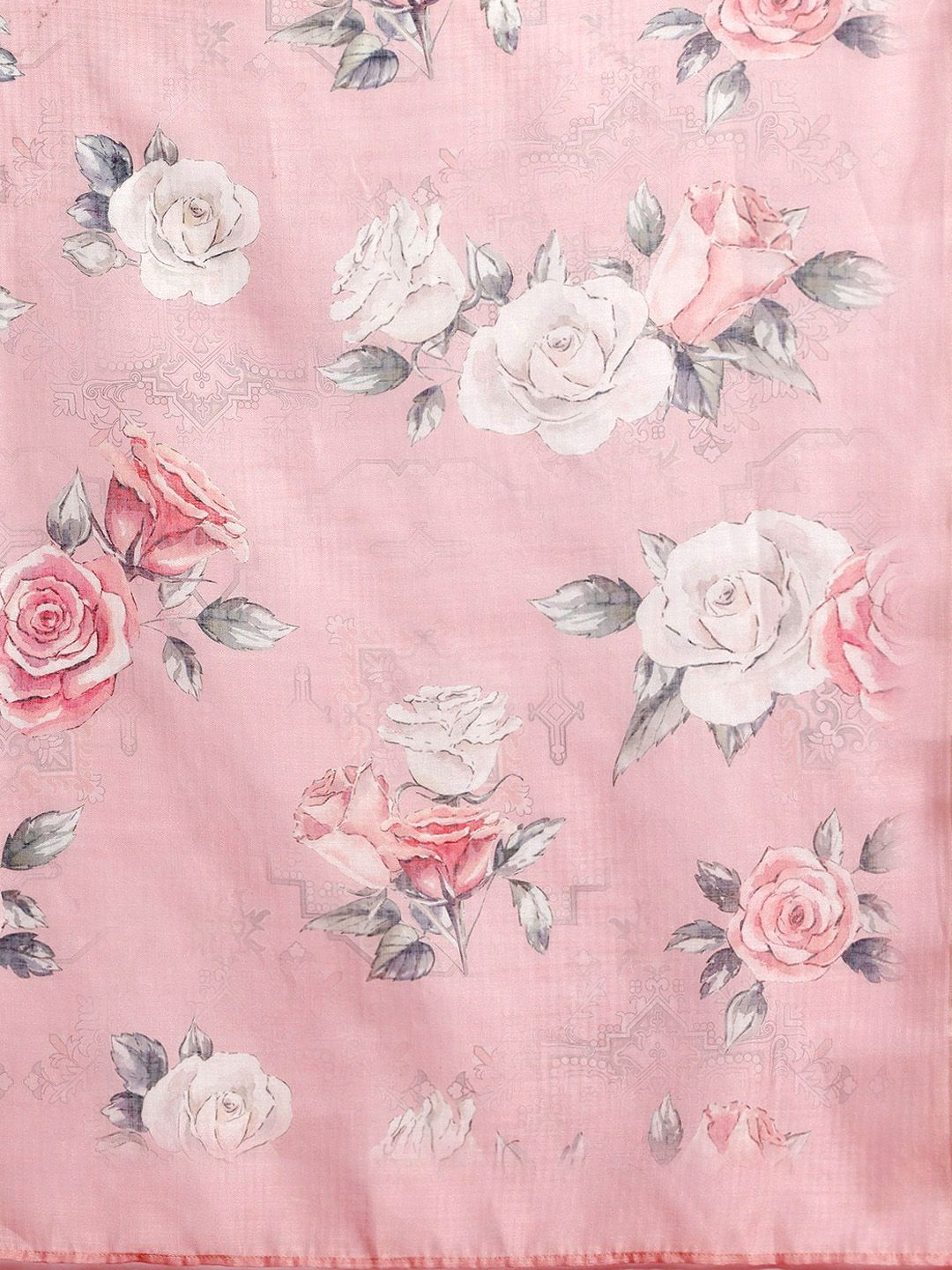 Floral Embroidered Thread Work Linen Kurta with Trousers & With Dupatta