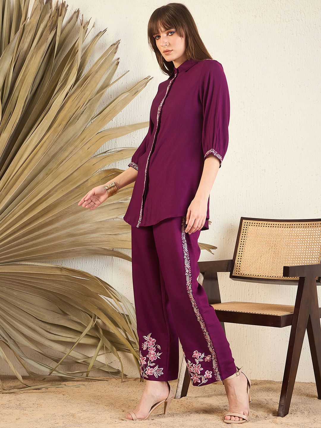 Dhiyona IE Embroidered Shirt & Trousers Co-Ord