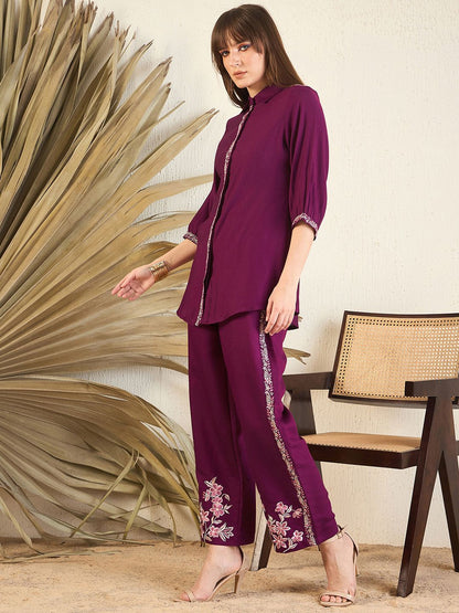 Dhiyona IE Embroidered Shirt & Trousers Co-Ord