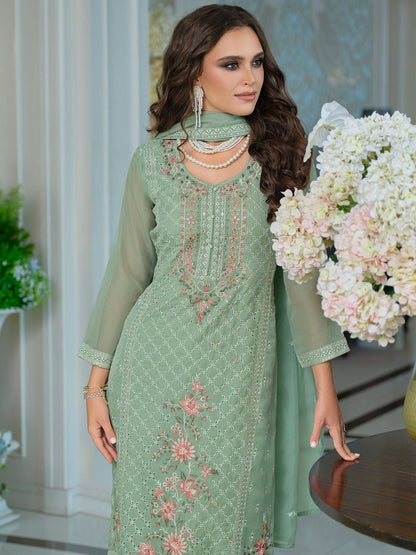 Women Floral Embroidered Kurta with Trousers & Dupatta