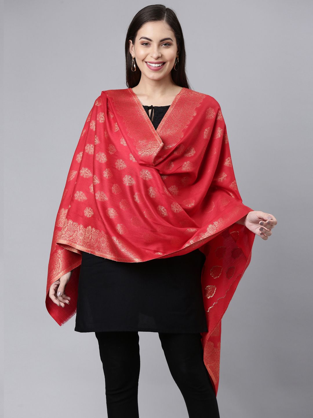 Dhiyona PA Women Red Woven Design Shawl