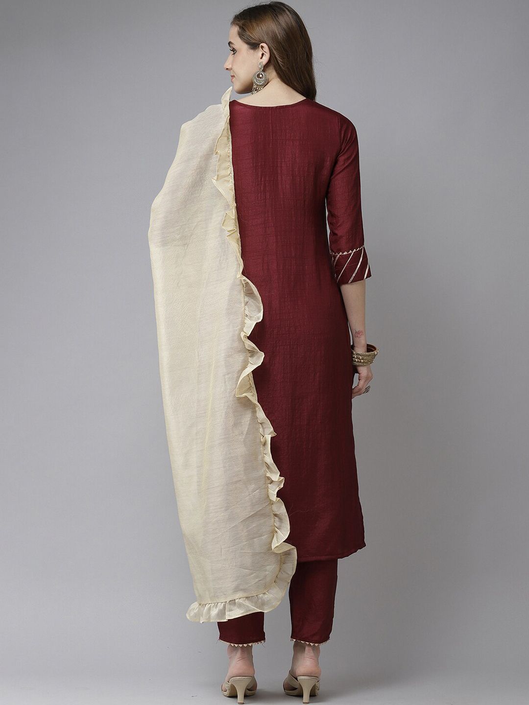 Yoke Design Gotta Patti Kurta with Trousers & With Dupatta