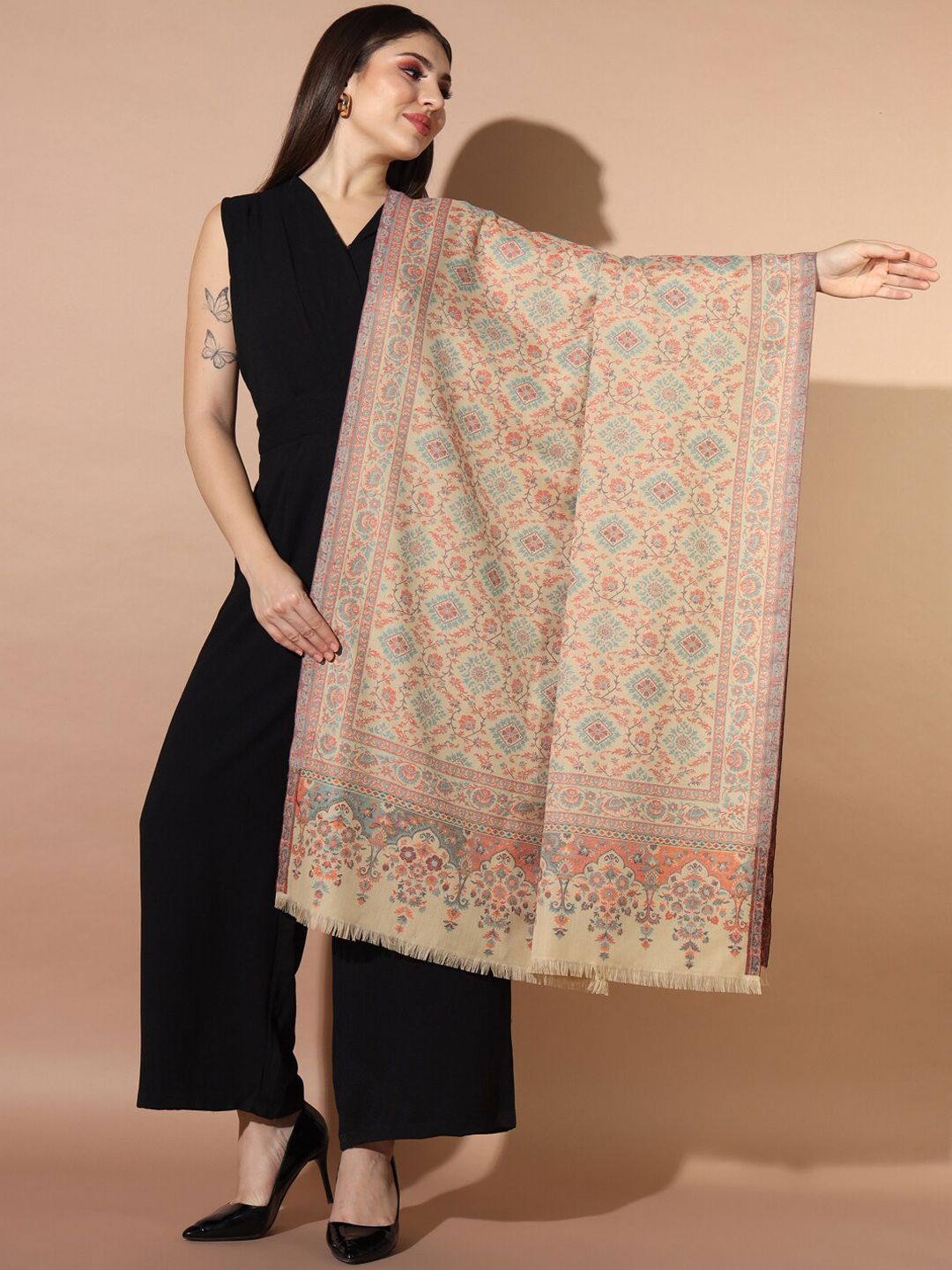 Dhiyona PA Ethnic Motifs Woven Design Jamawar Shawl