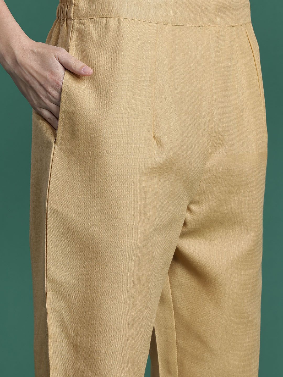 Yoke Design Thread Work Kurta With Trousers & Dupatta