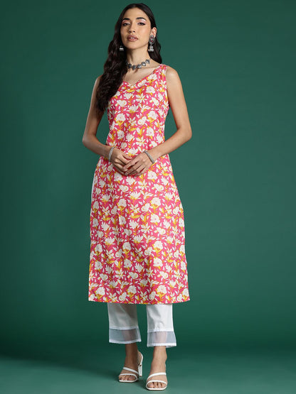Dhiyona IE Women Floral Printed Pure Cotton Kurta