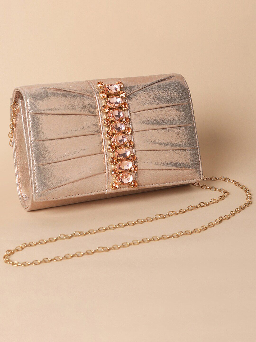 Dhiyona NR Rose Gold Embellished Embroidered Purse Clutch