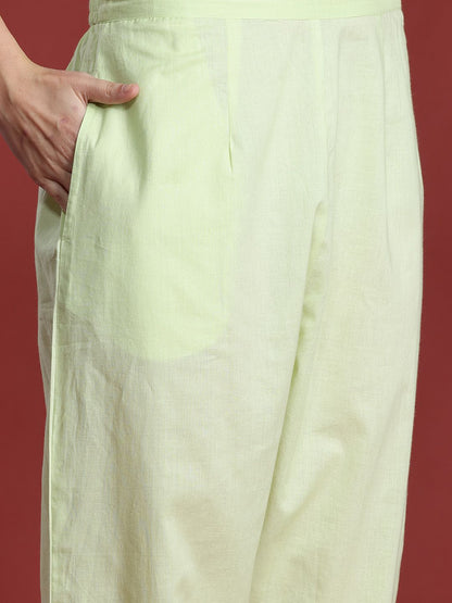 Dhiyona IE Floral Embroidered Panelled Thread Work Pure Cotton Kurta with Trousers & Dupatta