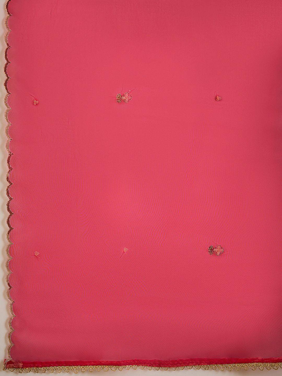 Floral Embroidered Sequinned Straight Kurta & Trousers With Dupatta