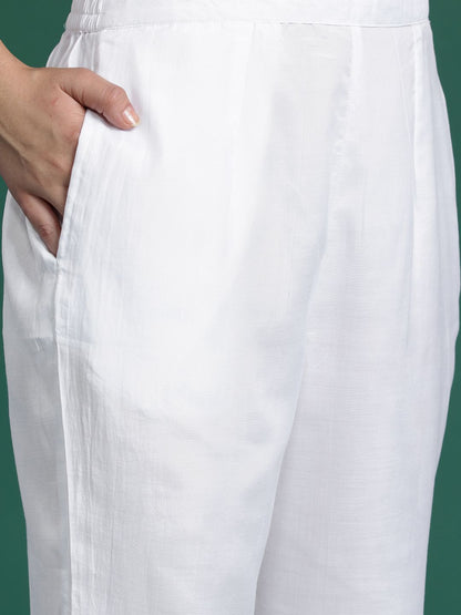 Floral Woven Design Kurta With Trousers & Dupatta