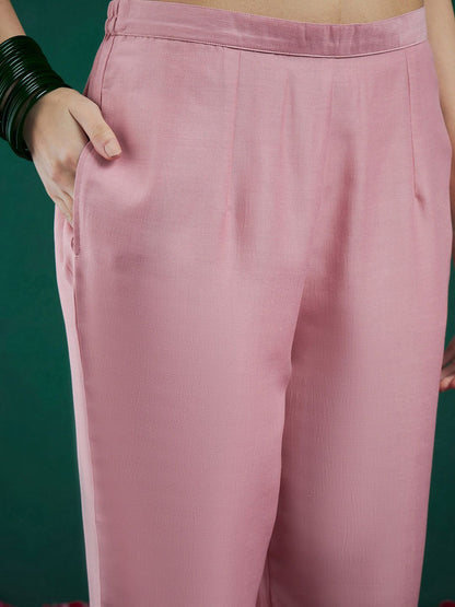 Embroidered Regular Sequinned Straight Kurta With Trousers & Dupatta