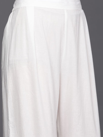 Dhiyona IE Women Off White Floral Printed Gotta Patti Kurta with Sharara & With Dupatta