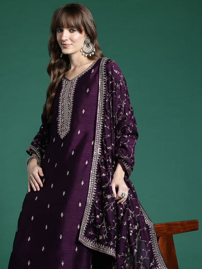 Ethnic Motifs Embroidered Kurta with Trousers & Dupatta