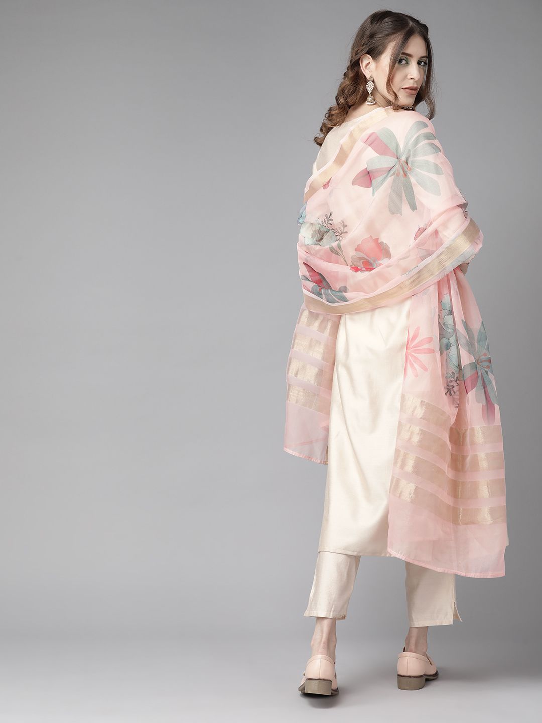 Women Yoke Design Straight Kurta and Palazzo With Dupatta