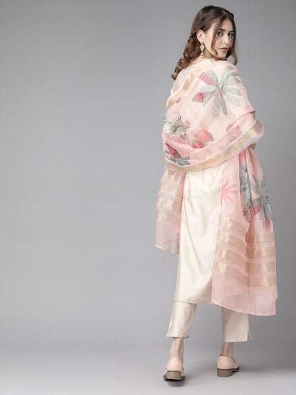 Women Yoke Design Straight Kurta and Palazzo With Dupatta