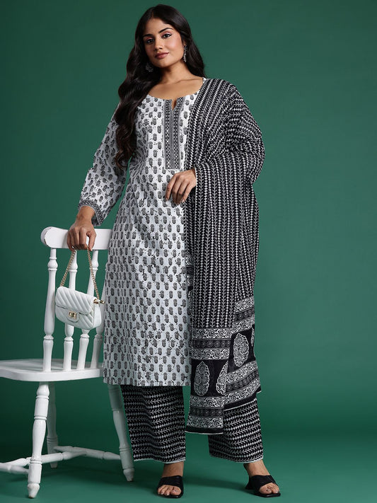 Dhiyona IE Floral Printed Kurta with Trousers & Dupatta