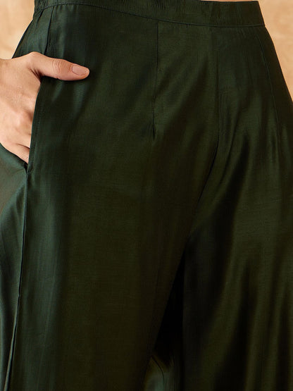 Straight Sequinned Liva Kurta with Palazzos & Dupatta