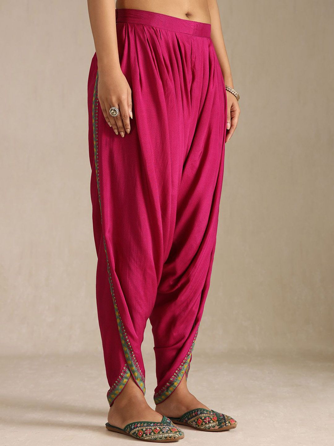 Dhiyona SO Women's Women Ethnic Motifs Printed Tie-Up Neck Regular Kurta with Dhoti Pants