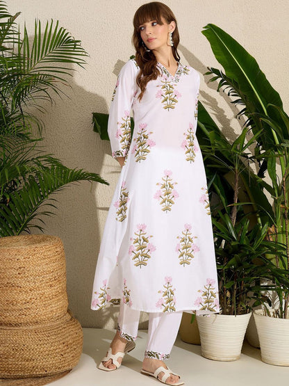 Dhiyona IE Women Printed A-Line Kurta With Pants Co-Ords