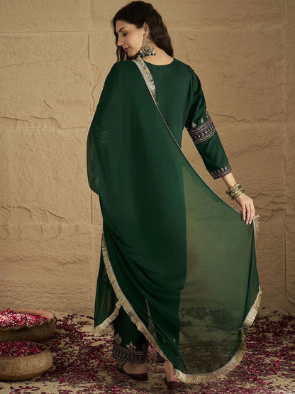 Dhiyona VA Women's Ethnic Motifs Printed Kurta with Trousers & Dupatta
