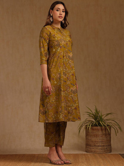 Dhiyona SO Women's Women Ethnic Motifs Printed A-Line Kurta with Trouser