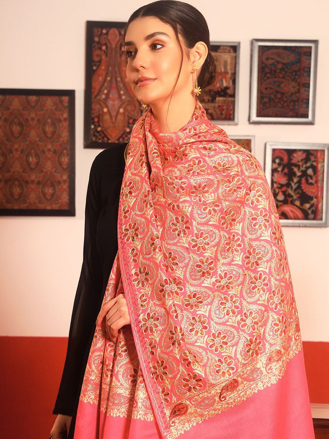 Dhiyona PA Floral Embroidered Shawl