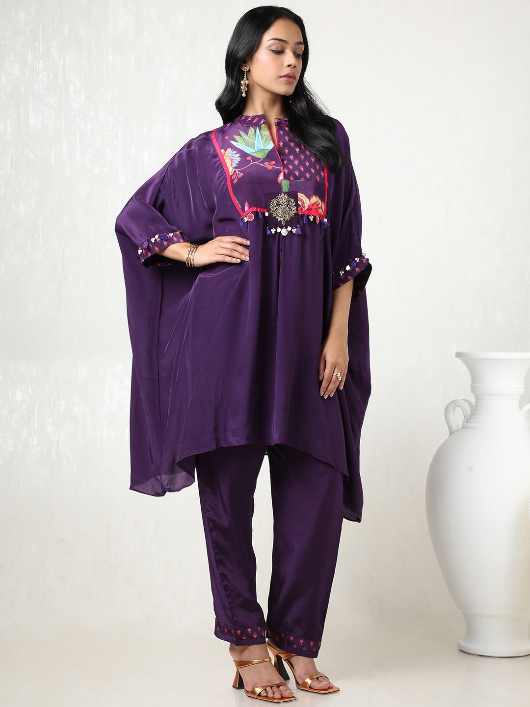 Dhiyona SO Women's Women Sequinned Silk Crepe Kurta with Trousers
