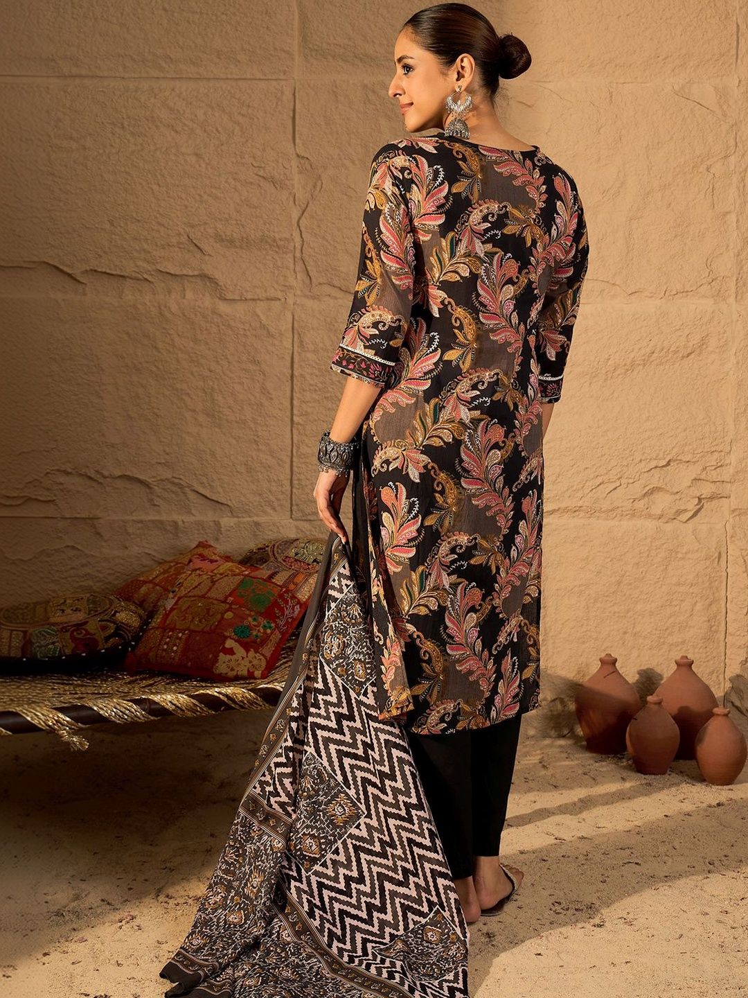 Women Paisley Printed Regular Pure Cotton Kurta with Trousers & With Dupatta