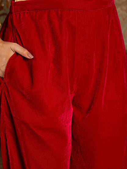 Ethnic motifs Embroidered Thread Work Straight Kurta with Trousers & Dupatta