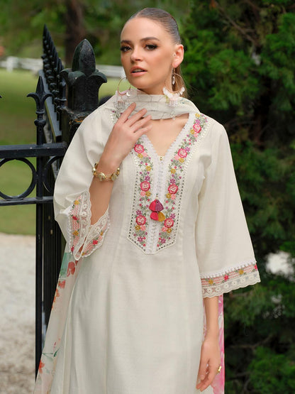 Women Floral Embroidered Regular Thread Work Kurta with Trousers & With Dupatta