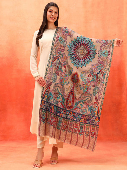 Dhiyona PA Ethnic Motifs Embroidered Shawl