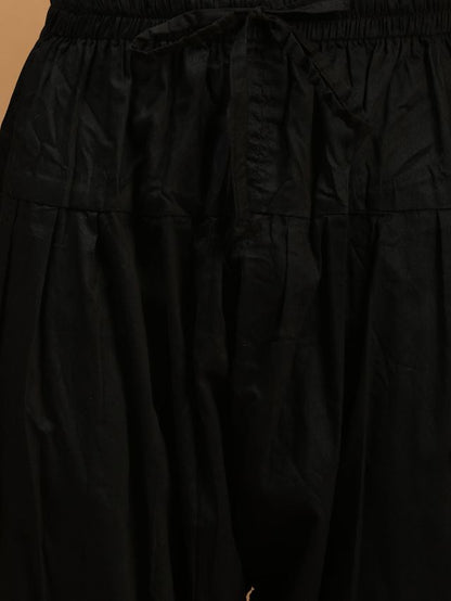 Men's Black Viscose Straight Jacket  Kurta and Pyjama Set
