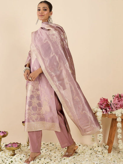 Women Ethnic Motifs Regular Kurta with Trousers & With Dupatta