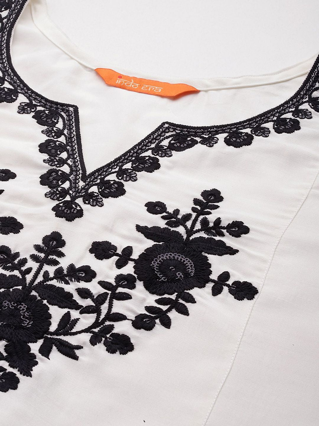Dhiyona IE Floral Embroidered A-Line Thread Work Kurta with Trousers & Dupatta