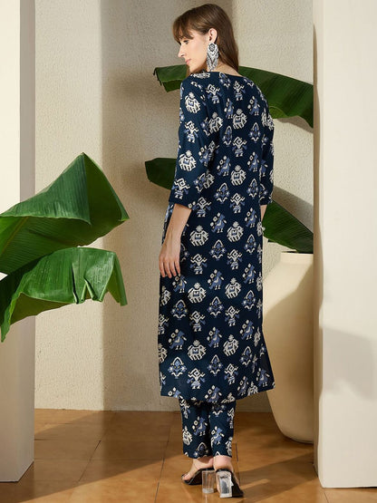 Dhiyona IE Printed Round Neck Tunic With Trouser