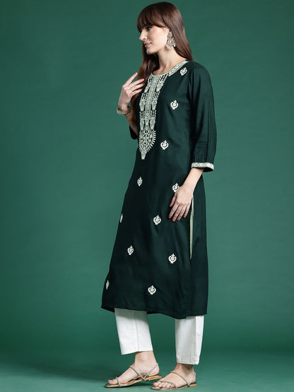 Dhiyona IE Women Ethnic Motifs Embroidered Thread Work Kurta