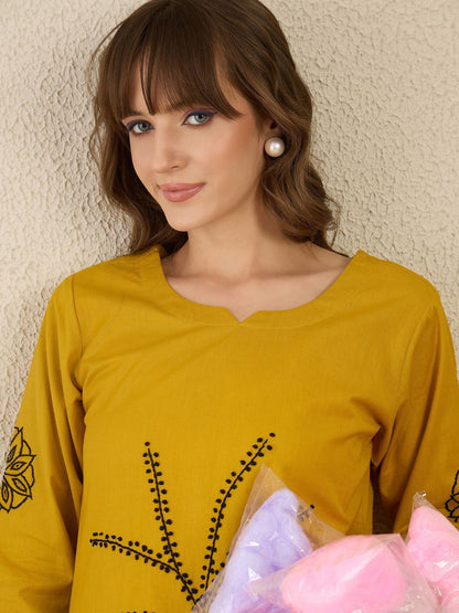 Dhiyona IE Embroidered Straight Tunic & Trousers Co-Ord Set