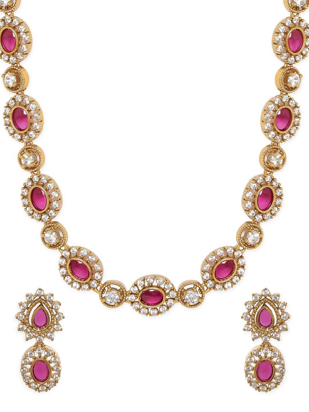 Dhiyona RJ Women's Gold Plated Stone Studded Jewellery Set