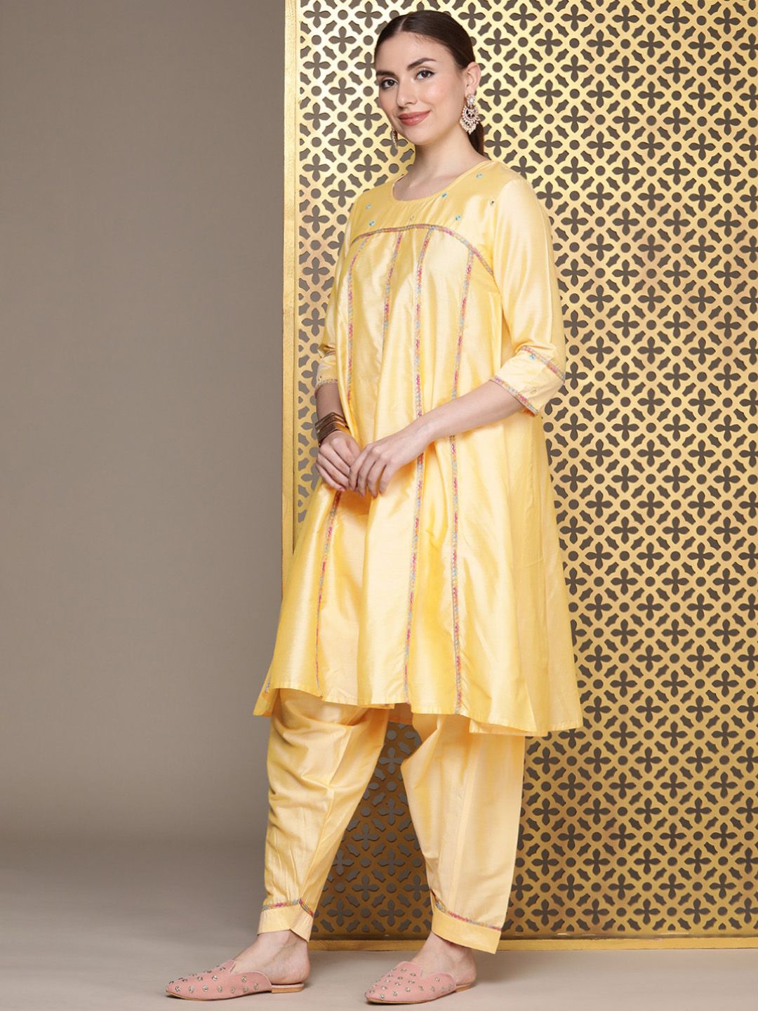 Dhiyona PD Women Jashn Empire Gotta Patti Kurta with Churidar & Dupatta