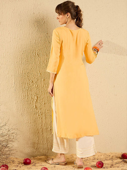 Dhiyona IE Ethnic Motifs Embroidered Straight Kurta