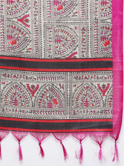 Dhiyona VA Women'sFloral Embroidered Sequinned Kurta With Trousers & Dupatta