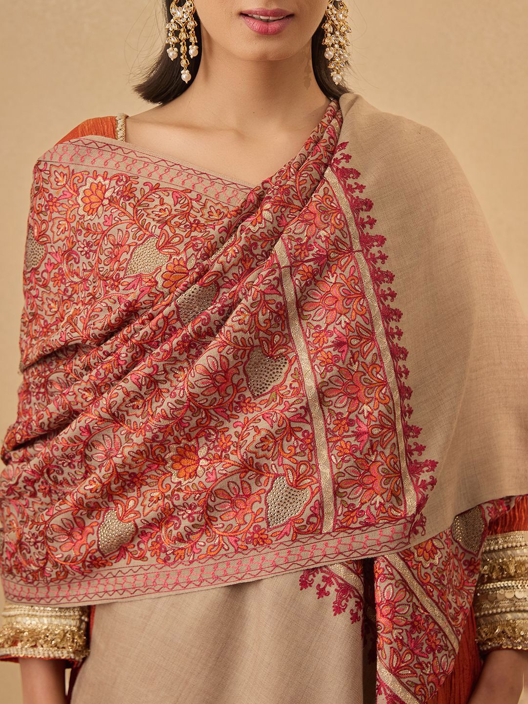 Dhiyona PA Floral Embroidered Woolen Shawl