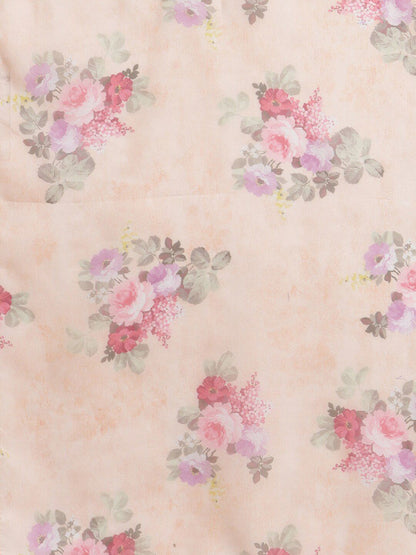 Dhiyona VA Women's Mauve Floral & Peach Yoke Design Chanderi Silk Kurta Set