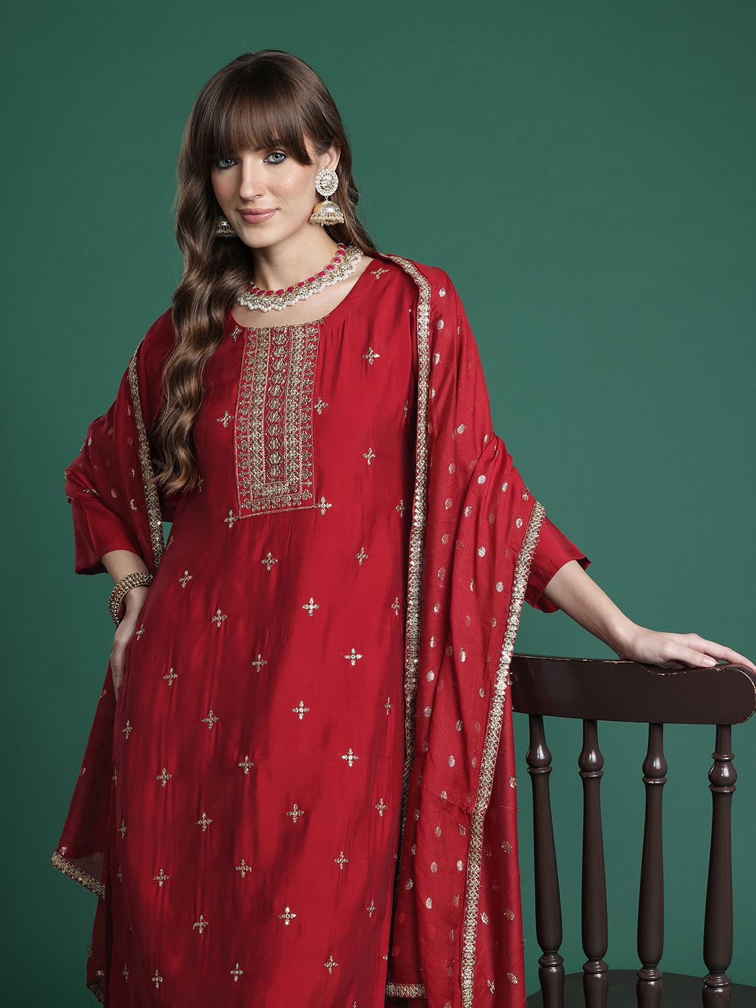 Dhiyona IE Ethnic Motifs Kurta with Trousers & Dupatta