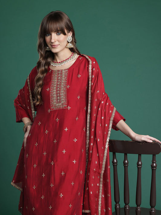 Dhiyona IE Ethnic Motifs Kurta with Trousers & Dupatta